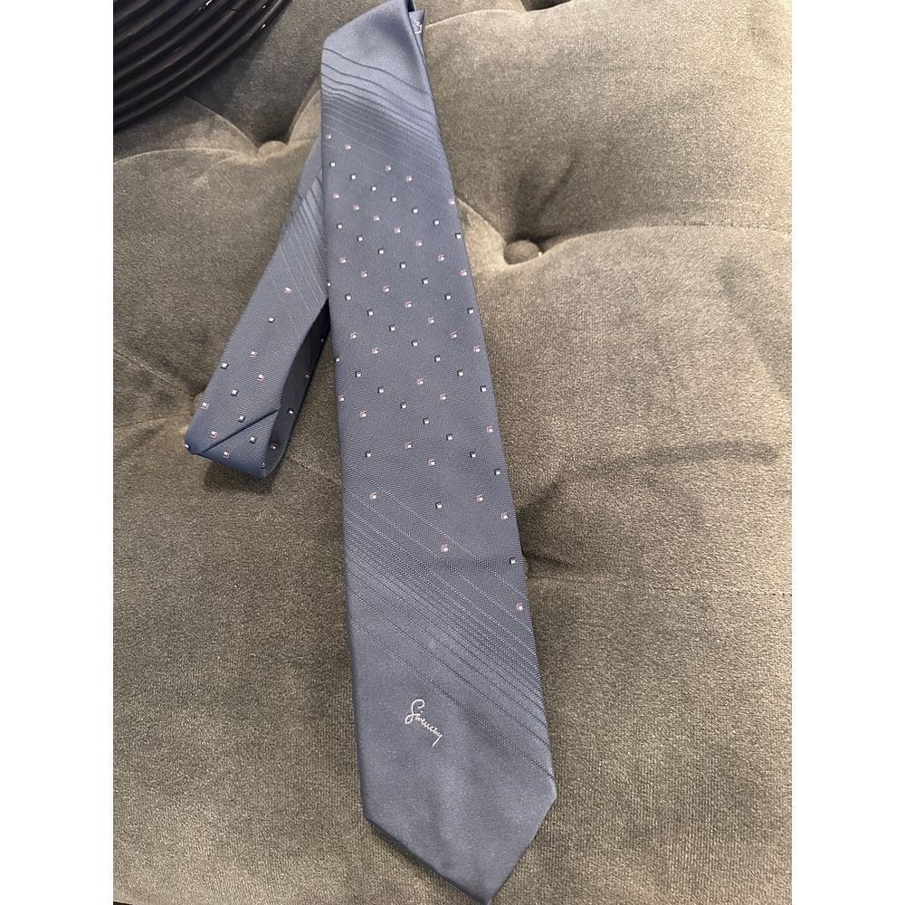 Givenchy Monsieur Tie with Silver Polka Dots and Diagonal Stripes Pattern
